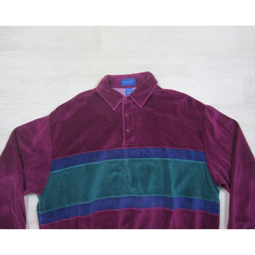 Vintage Towncraft Velour Polo Long Sleeve Terry Cloth Striped Shirt (XL) 1970's‎ - Picture 3 of 10